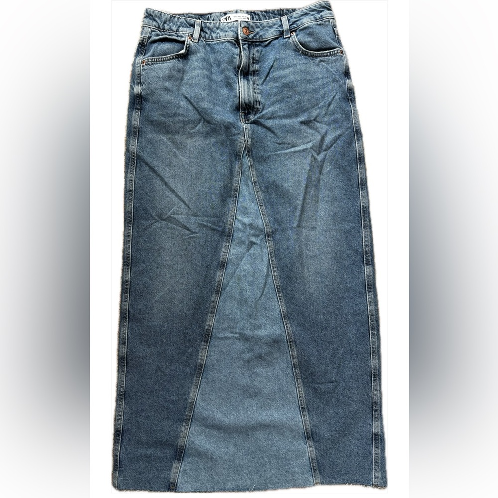 ZARA Z1975 BACK SLIT DENIM SKIRT - Picture 5 of 12